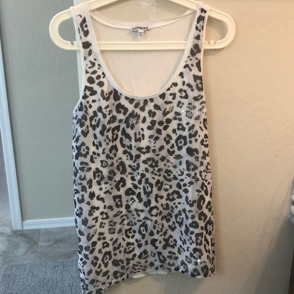 Express, size M.  Animal print/clear sequin tank